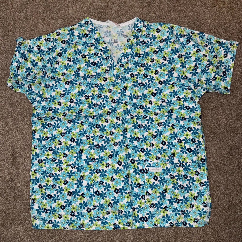 Floral Patterned Scrub Top